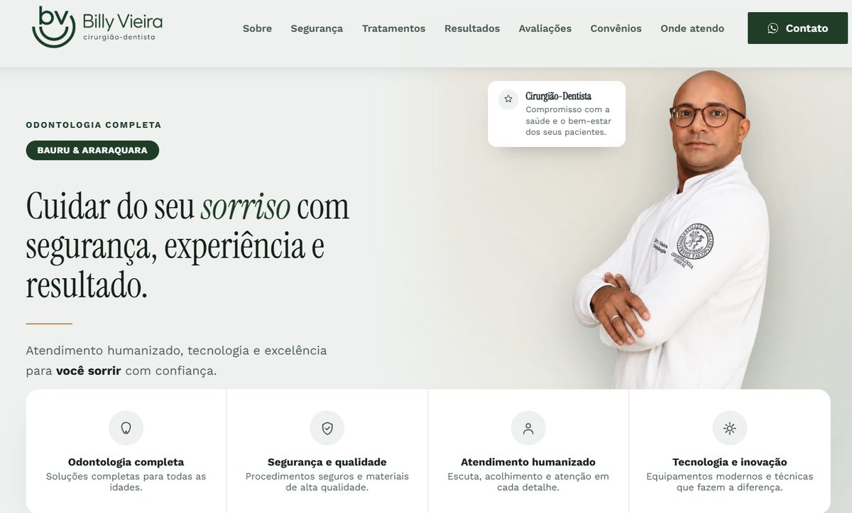 Dentist website homepage